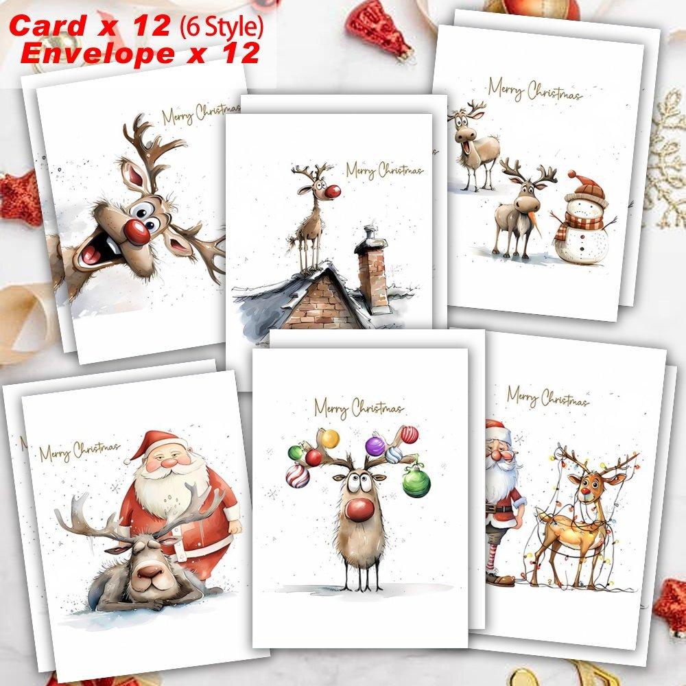 12-Pack Christmas Greeting Cards with Envelopes - Blank Inside for Personal Messages - Suitable for New Year, Congratulations, and Thank You Occasions