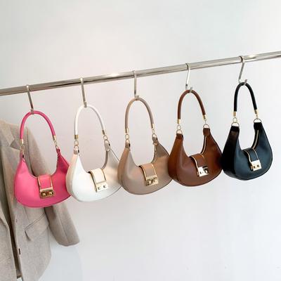 Underarm Bag Women'S Handbag Fashion Shoulder Bag Textured Hardware Underarm Bag Crescent Bag Tide
