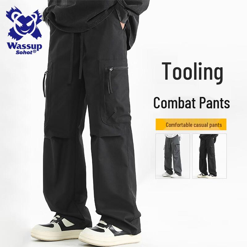 Wassup Sohot Men's American Style Zipper Pocket Cargo Pants
