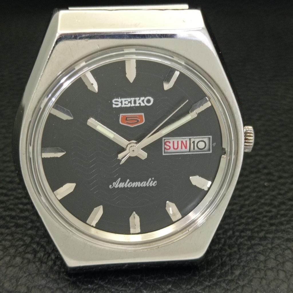 Seiko 5 AUTOMATIC 6309A VINTAGE JAPAN MENS BLACK COLOR DIAL WATCH A701566-5 R206b-a701566