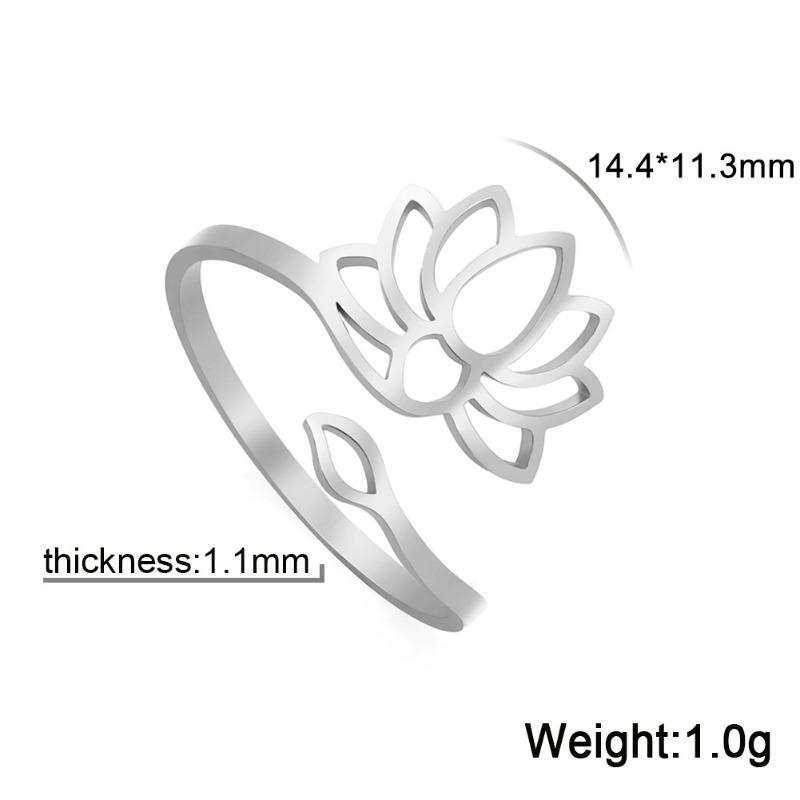 European and American Retro Lotus Ring, Women's Stainless Steel Adjustable Finger, Ring, Jewelry Gift for Lover's Mother