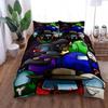 3D Print Cartoon Space Astronaut Duvet Cover Set, Teen Boys Gaming Theme Bedding, Soft Polyester Bed Linen with 1/2 Pillowcases