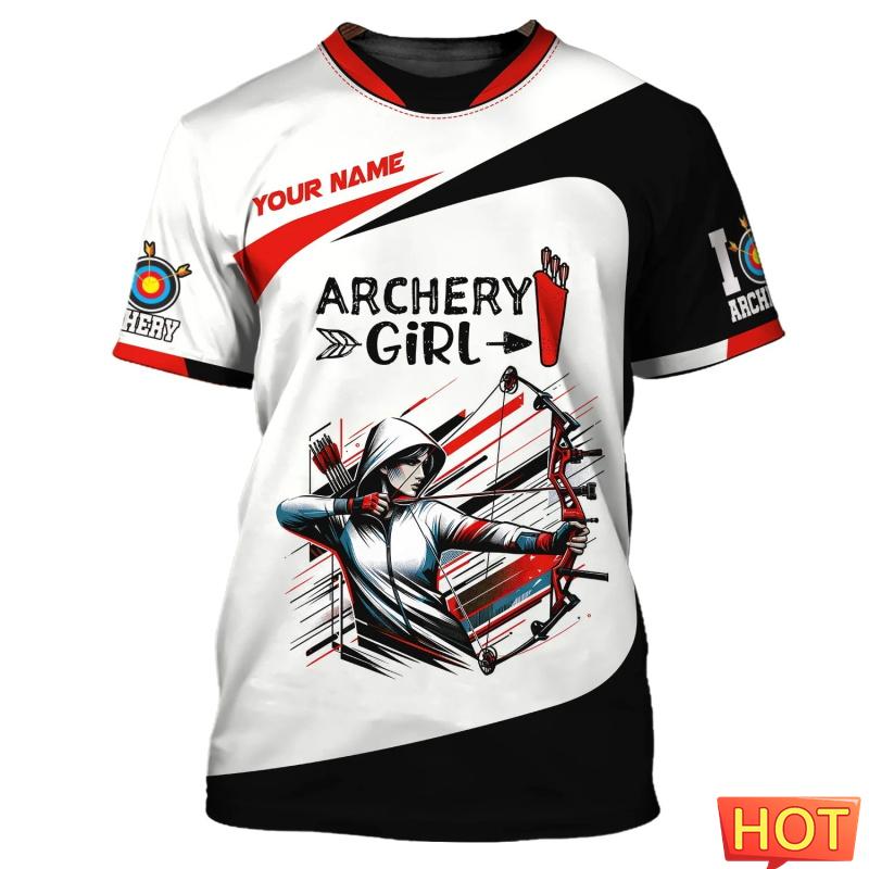 Modische Bogenschieß-T-Shirts für Herren, trendige Kurzarm-Shirts mit 3D-Druck und individuellem Namen, lockere, atmungsaktive Sport-T-Shirts