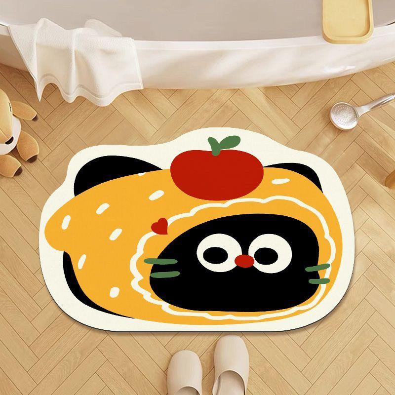 Cute cartoon diatom bathroom floor mat non-slip water absorption quick drying household toilet toilet door foot pad carpet