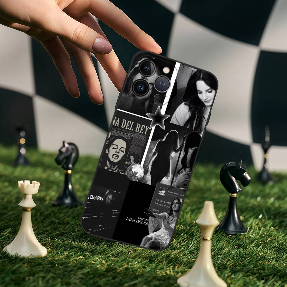 L-Lana Del Rey Singer Silicone Anime Black Case For Iphone 17 Air 16 15 14 13 12 11 Pro Max Plus Basic