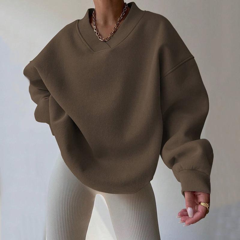 Women's Casual Sweatshirts Solid Color Long Sleeve Round Neck Loose Fit Oversize Sweatshirt Hoodie