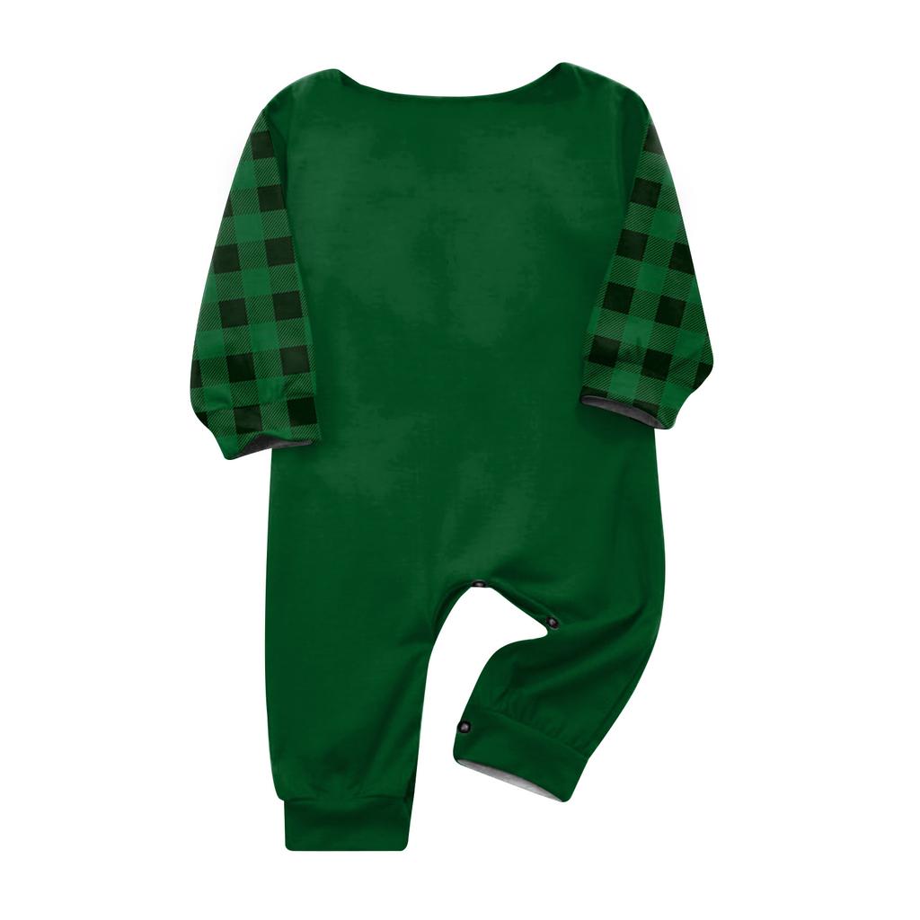 Christmas-print long-sleeve and long-pant matching family loungewear set
