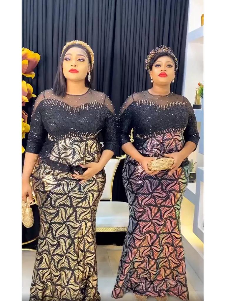 2023 Damen Afrikanisches Pailletten Abendpartykleid