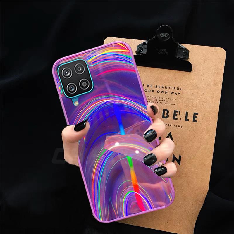 A12 Case On For Samsung Galaxy A12 Cover 6.5'' Bumper Gradient Rainbow Aurora Laser Back Cover For Samsung A12 A 12 A125F SM-A125 Soft TPU Phone Cases