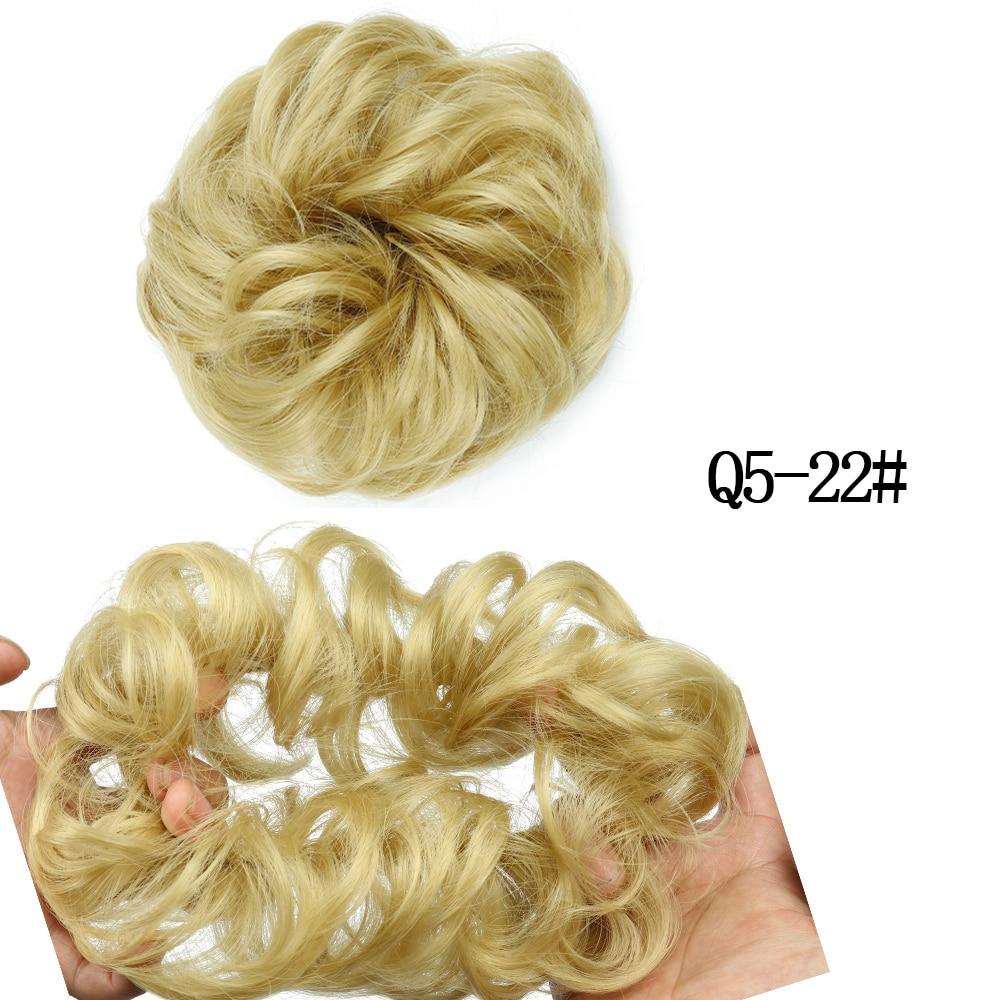 MISSQUEEN Messy Chignon Donut Hair Bun Pad Elastic Hair Rope Rubber Band Synthetic Hairpiece Black Gary Brown Color