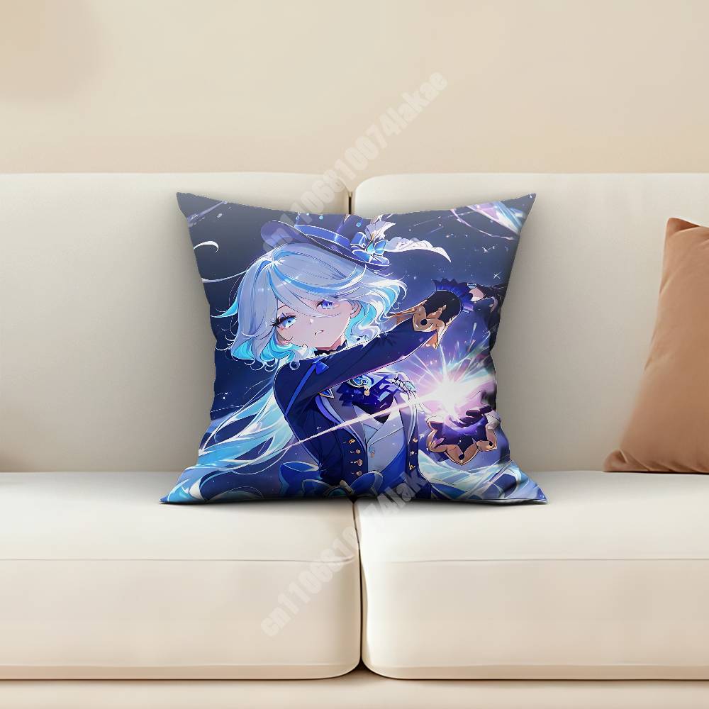 Genshin Impact Furina Hydro Archon Pillow Cover Sofa Couch Cushion Case Creative Workspace Accent Home Decor
