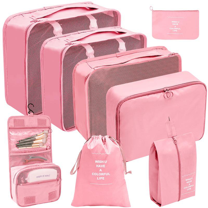 Travel Storage Set: Foldable Toiletry, Makeup, Clothes, Shoes, Digital Accessories, and Drawstring Luggage Bags.