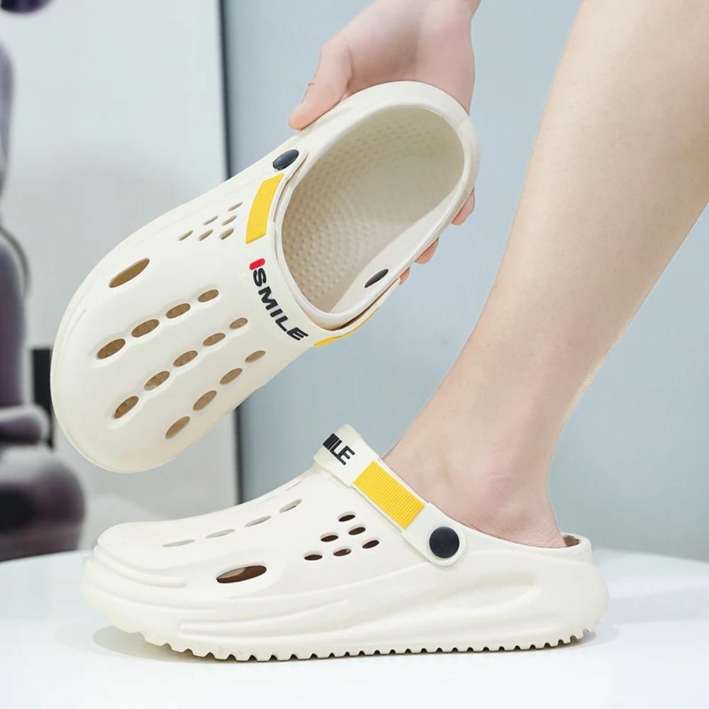Summer Fashion Thick-Soled Sandals Men's Casual Closed-Toe Slippers For Outdoor Wear High-Elastic Beach Shoes