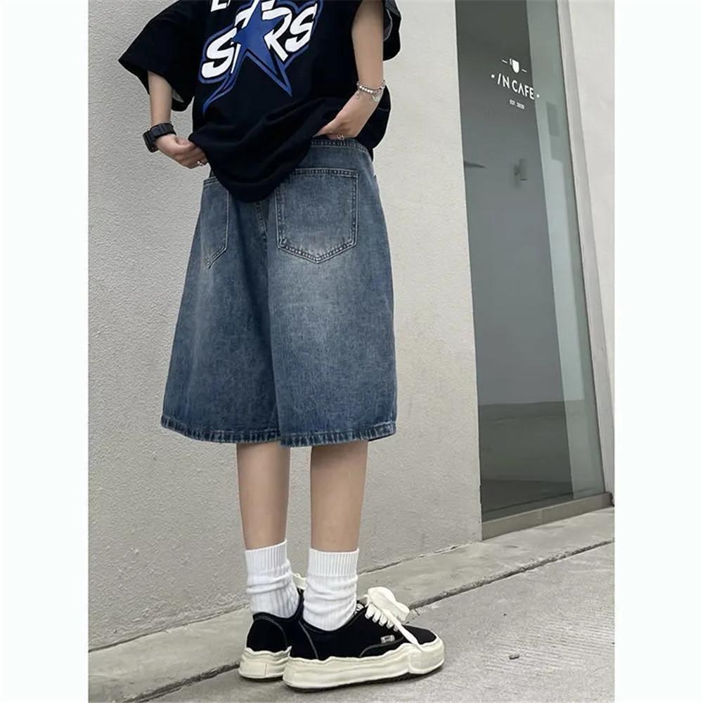 Loose Jean Shorts Vintage Wide Leg Denim Shorts Streetwear Casual Washed Oversize Summer Denim Shorts