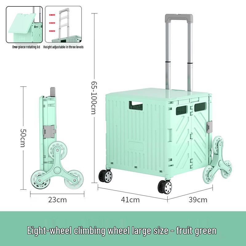 Handun 8-Wheel Folding Shopping Cart with Rotating Lid