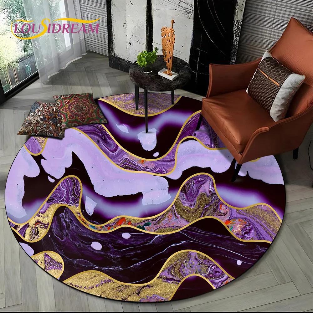 HD Colour Gold Nordic Marble Splendid Round Area Rug,Carpet for Living Room Bedroom Sofa Playroom Decor,kids Non Slip Floor Mat