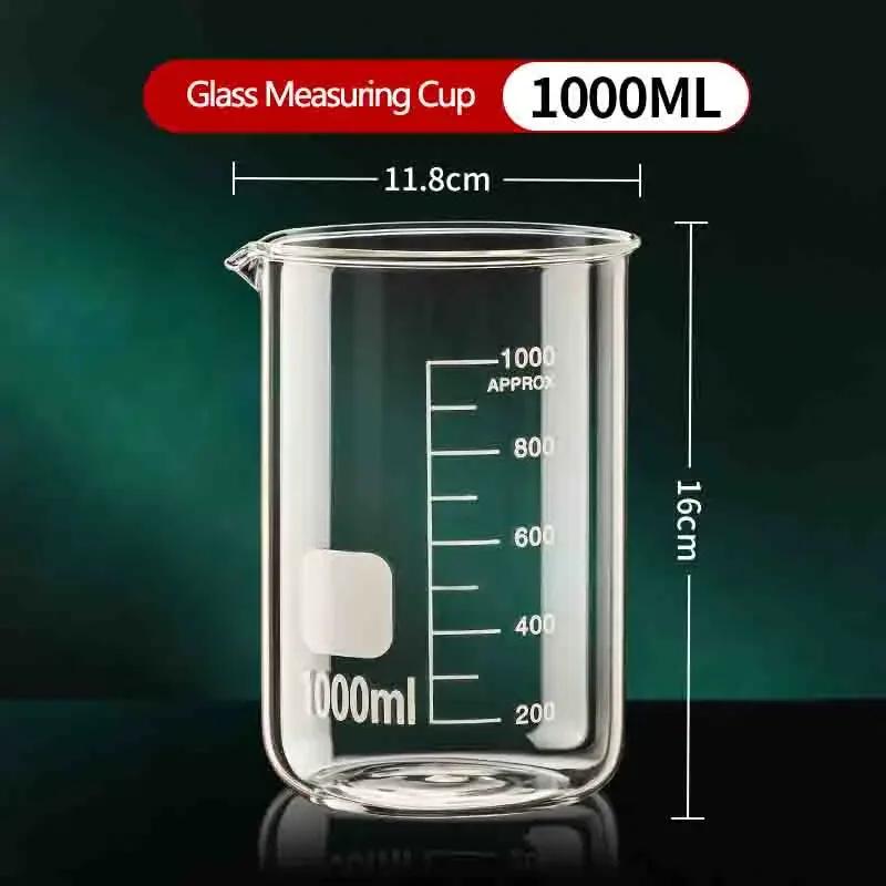 Large Capacity High Borosilicate Glass Measuring Cup Transparent Graduated Cup Heat-Resistant Multifunctional Beaker