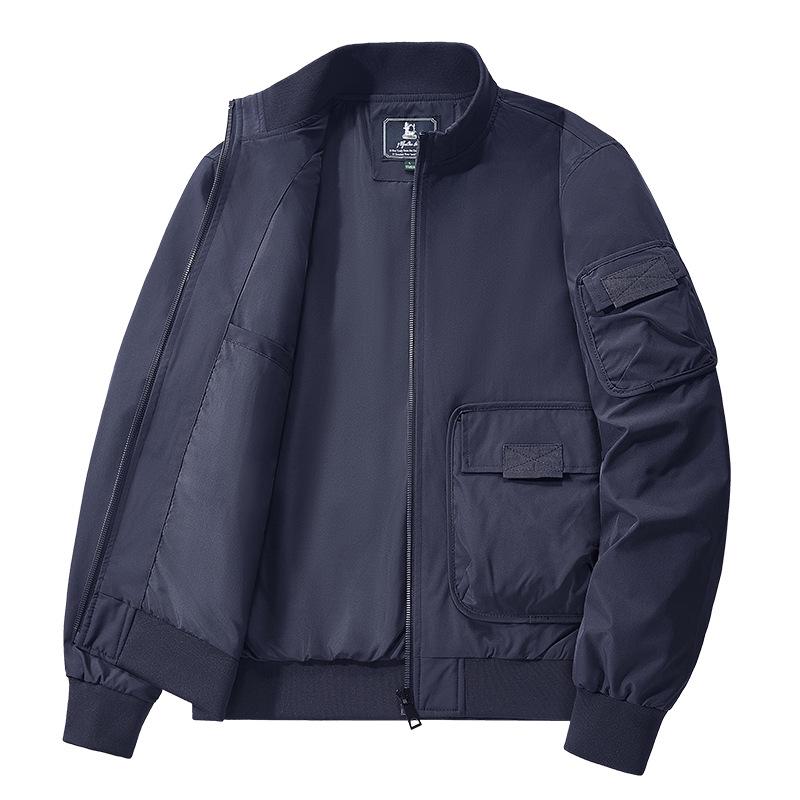 2024 Men's Autumn Stand Collar Windproof Sports Jacket - Solid Color, Casual Outdoor Coat