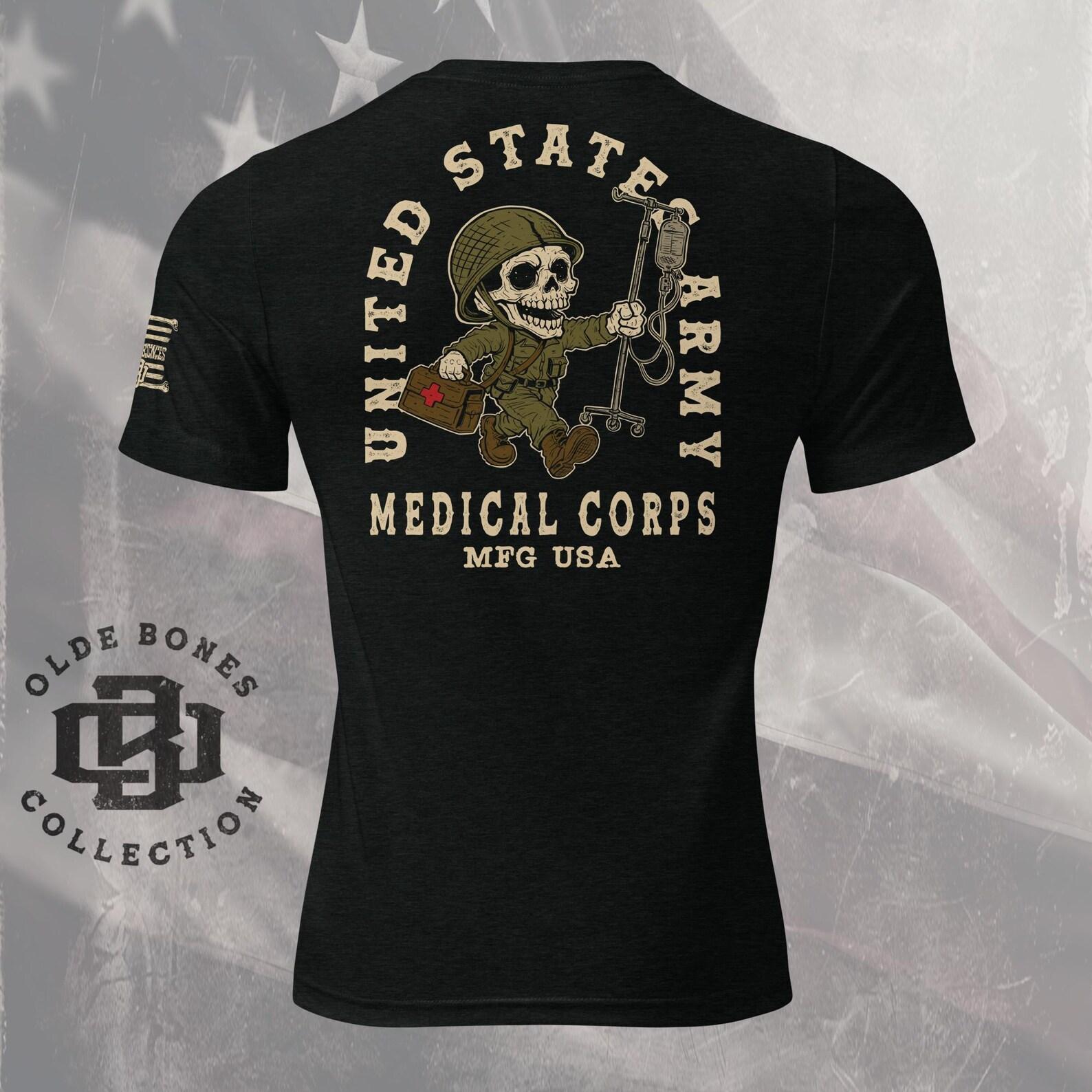 Army Medical Corps Skull T-Shirt, Veteran Military Graphic Tee S