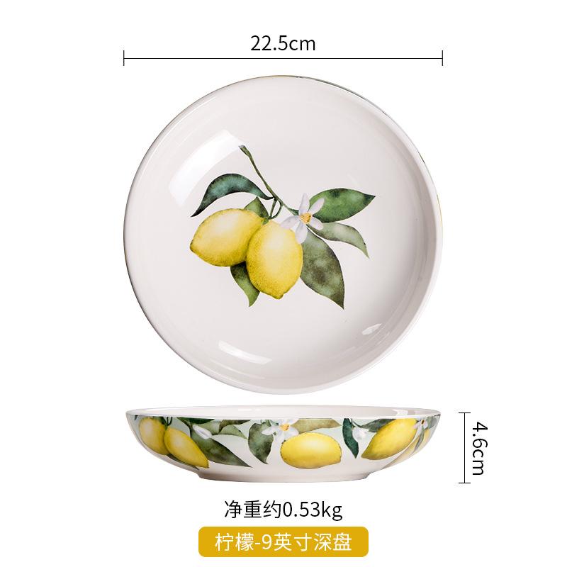 Creative Hand-painted Relief Lemon Ceramic Plates, Soup Bowls, Fish Plates, Dessert Plates, Storage Jars, Irregular Tableware