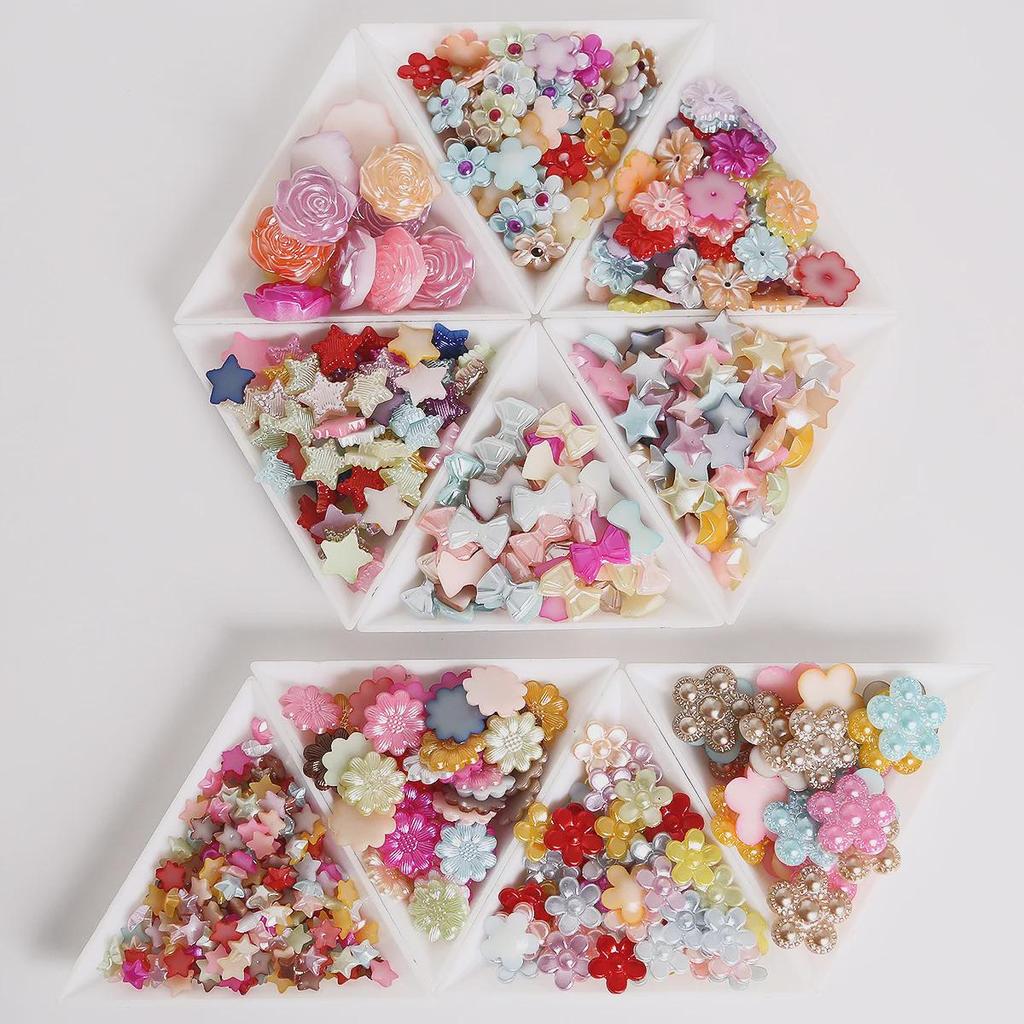 Colorful Star Flower Bow Pearl Beaded DIY Nail Art & Phone Case Accessory