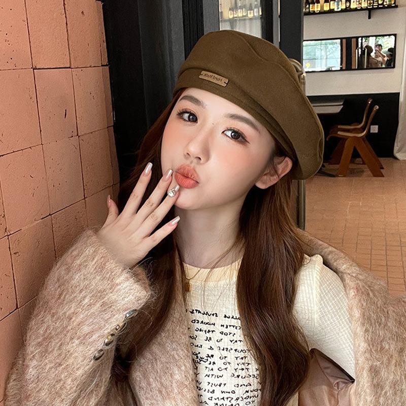 Beret Women Autumn And Winter Japanese Style Large Head Circumference Ins Network Celebrity Face Small Octagonal Painter Hat