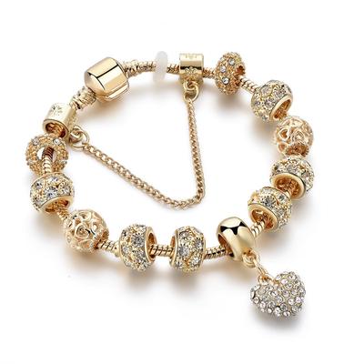 Luxury Gold Heart Charm Inalid Zircon Bracelets & Bangles Bracelets For Women