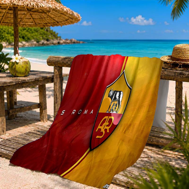 Roma Football Club Crest Beach Towel Microfiber Beach Towel, Lightweight and Quick-Dry, for Summer Travel, Swimming Pool Fan Birthday Gift