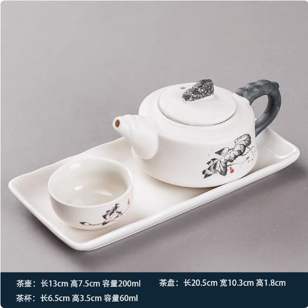 Kung Fu Tea Set with Tea Tray, Simple Modern Teapot, Japanese, Hotel Rooms, Dormitory, Home