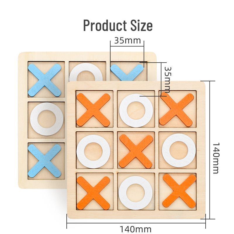 XO Wooden Chess and Tic-Tac-Toe Set: Double Player, Parent-Child Educational Toy for Kindergarten.