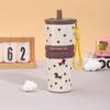 Stainless steel coffee thermos cup cartoon cute portable rope straw cup car cup