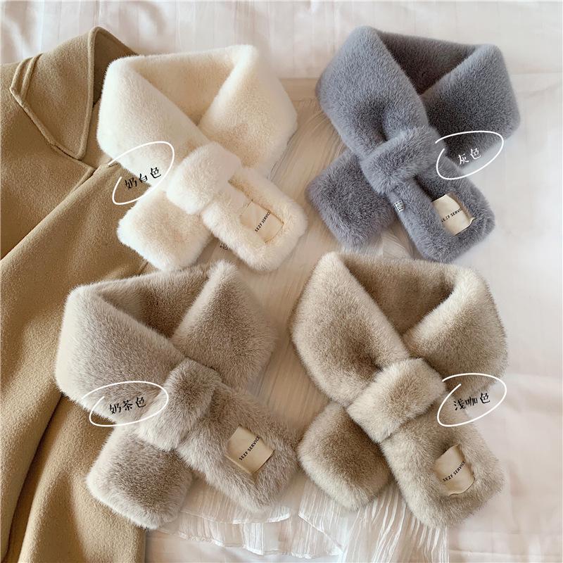 Korean-Style Faux Rabbit Fur Thick Winter Scarf - Super Warm & Stylish Neck Warmer