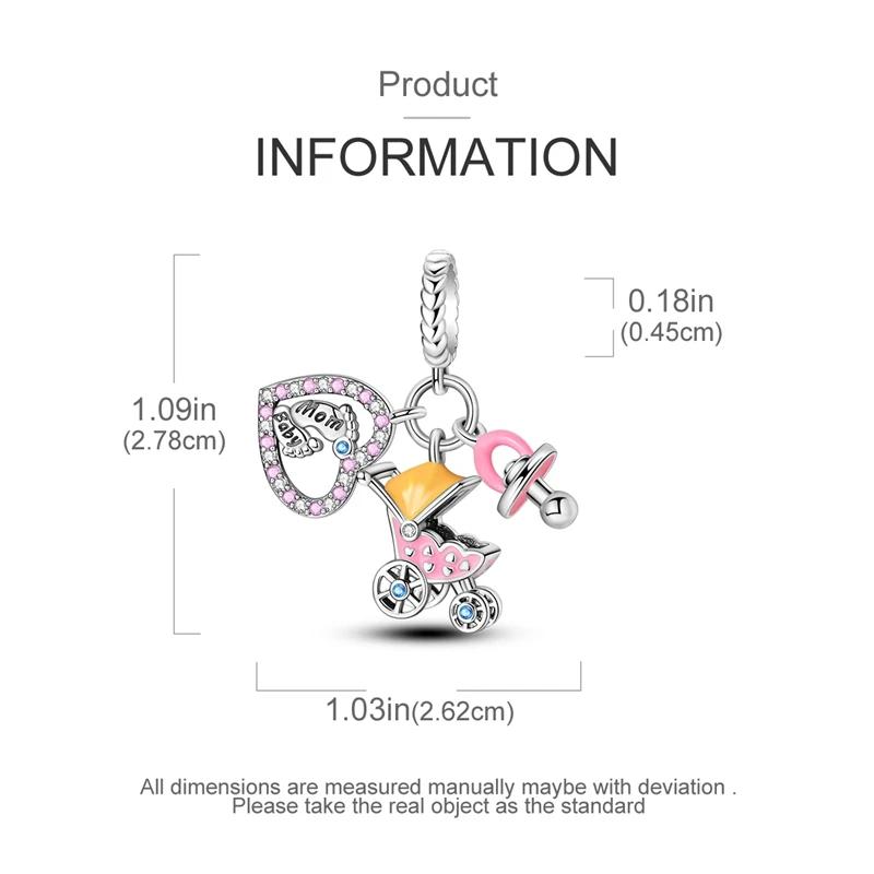 Charms Copperbaby Stroller Pacifier Footprint Pendants Fit Charms Plataoriginal Bracelet Women Jewellery Making Gifts