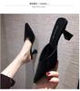 Baotou half slippers women wear Internet celebrity versatile pointed high heel thick heel cool slippers women 2025 summer middle heel fashion shoes