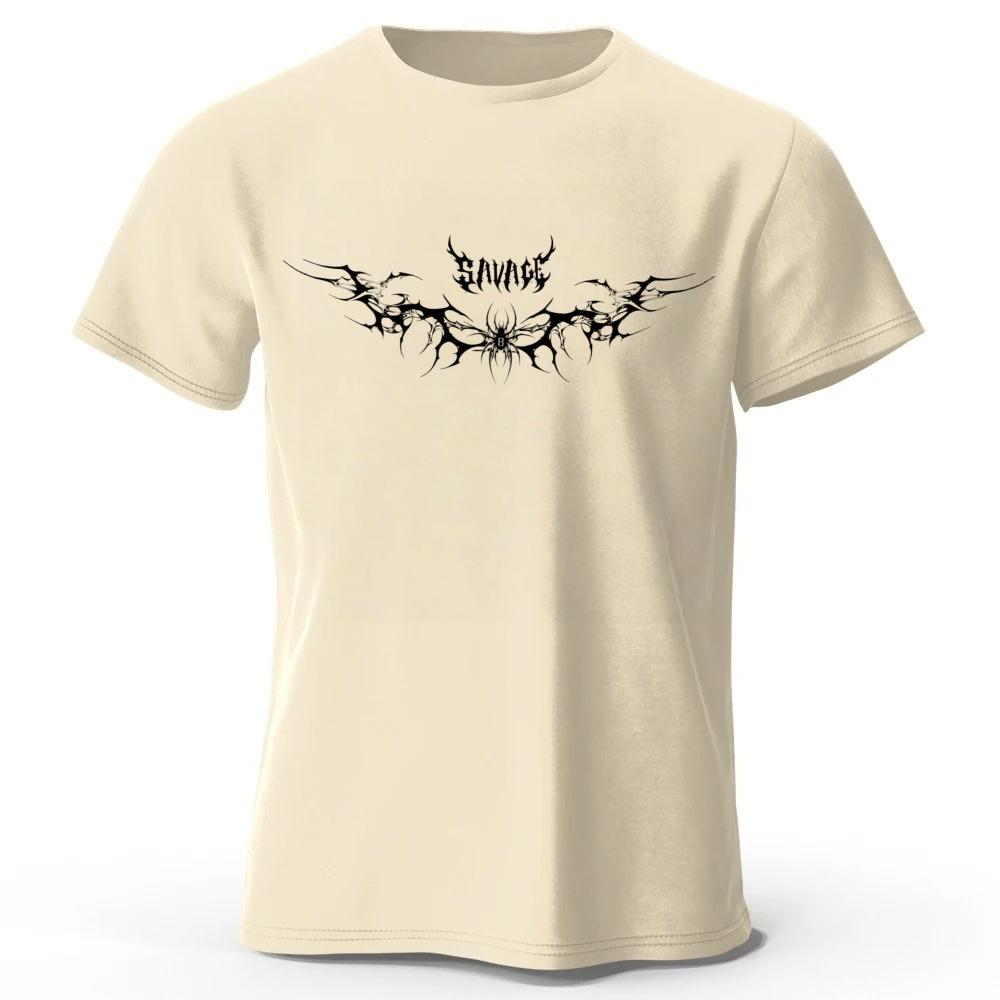 New Dark Gothic Style Pure Cotton Short Sleeved Mens Loose Oversized Sports Tshirt Soft Comfortable for Street Fashion Wear