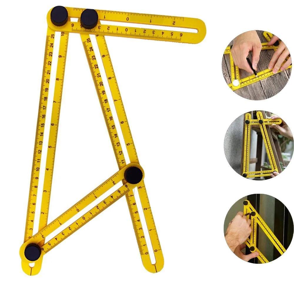 Foldable Ruler Multi Angle Ruler 4 Folding Protractor Template Angle Measuring Tool for Brick Tile Wood Corner Work