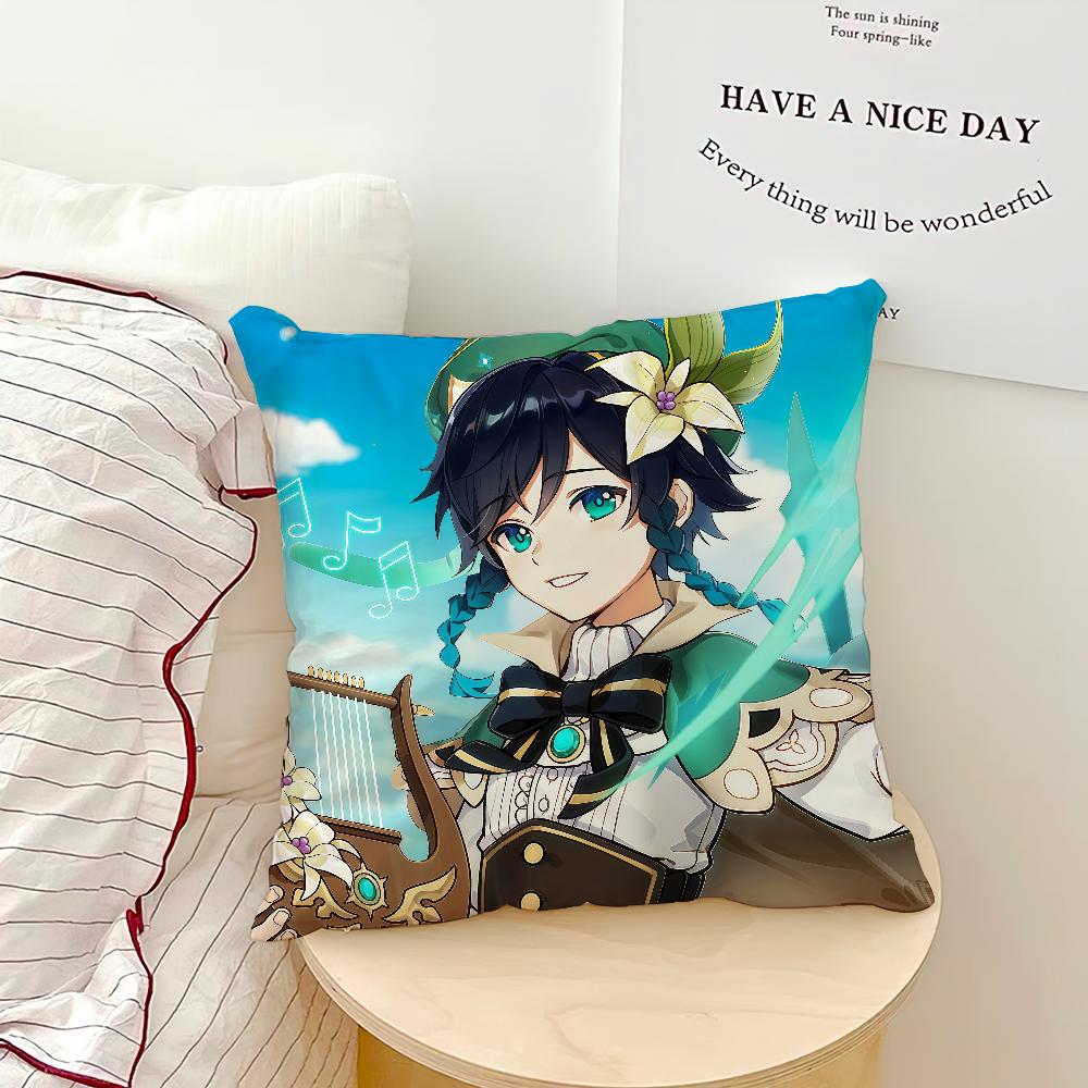 cute venti genshin impact game kawaii soft pillowcase for Sofa Home Living Room bedside Decor pillow cover Gift Party hogar