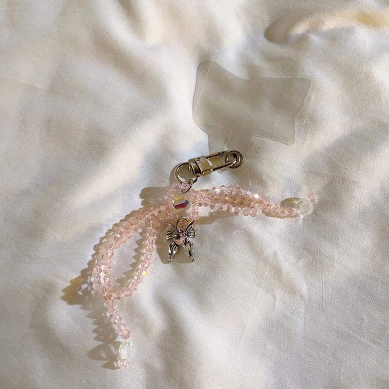 Elegant Keychain with Bowknot Pendant Phone Charm Simple Phone Lanyard Wrist Strap Hanging Keyring for Phone Case Bag