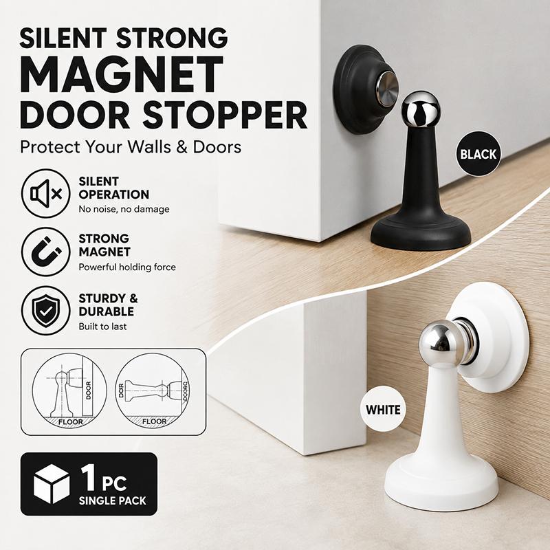 Magnetic Door Stopper Waterproof Rustproof Dual Floor Wall Mount Heavy Duty Door Catch for Bathroom Office Home