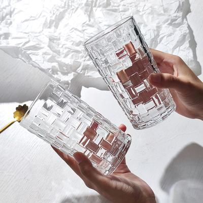 410ml Lemon Water Long Island Iced Tea Mugs Transparent 2pcs Set Diamond Relief Luxury Cocktail Cup European Style Wine Glass