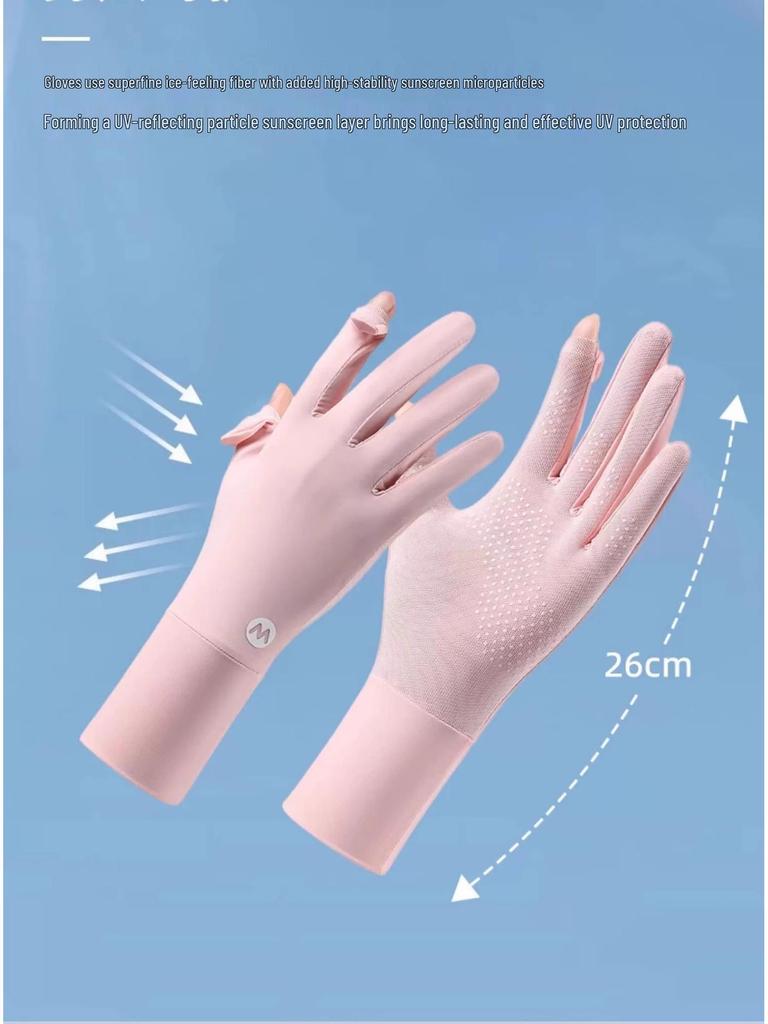 Eisseide Damen UV-Schutz Fingerlose Handschuhe - Atmungsaktiv, Dünn, Verlängert für Sommerliches Autofahren