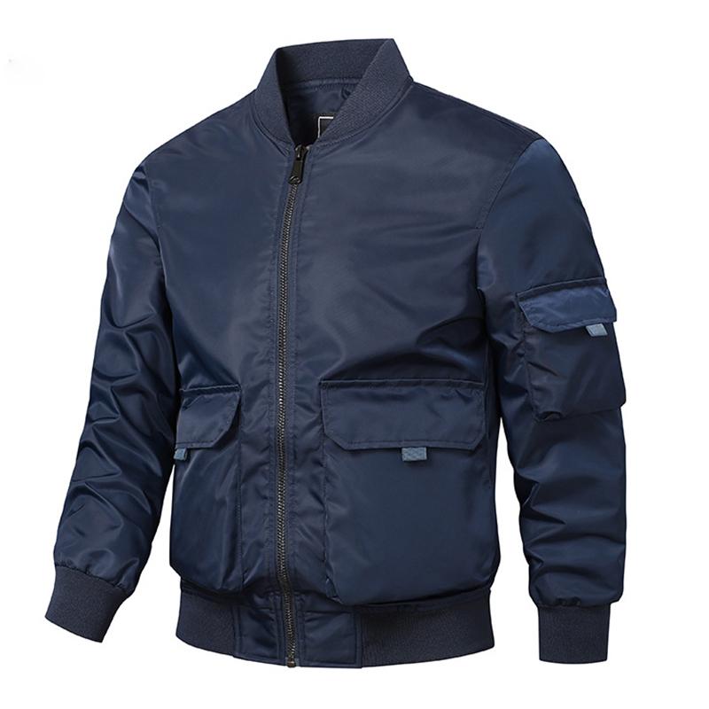 

Мужские бомберы Мужская верхняя одежда Крутой парень Бейсбольная майка Рабочая одежда Топы с длинным рукавом Куртка на молнии Весна Осень Повседневная одежда M темно-синий