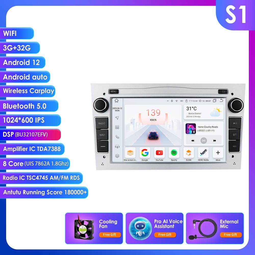 Hizpo Android 14 CarRadio DSP Wireless Carplay Auto for Opel Astra H J 2004 Vectra Vauxhall Antara Zafira Corsa C D Vivaro Meriva Veda