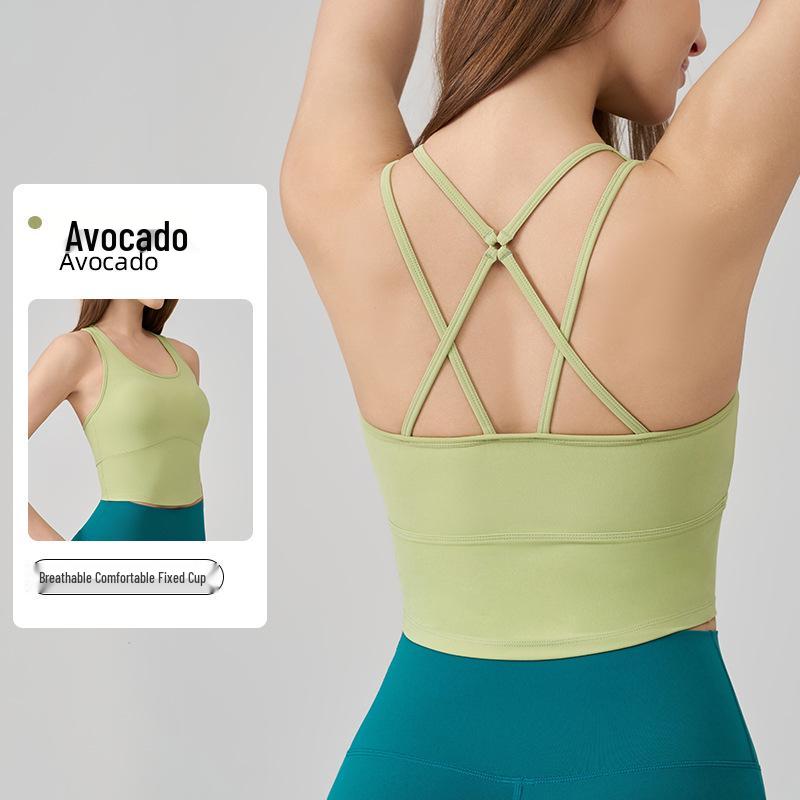 Plus Size Antibacterial Yoga Tank Top with Criss-Cross Back - Women s Training & Fitness Sports Bra M