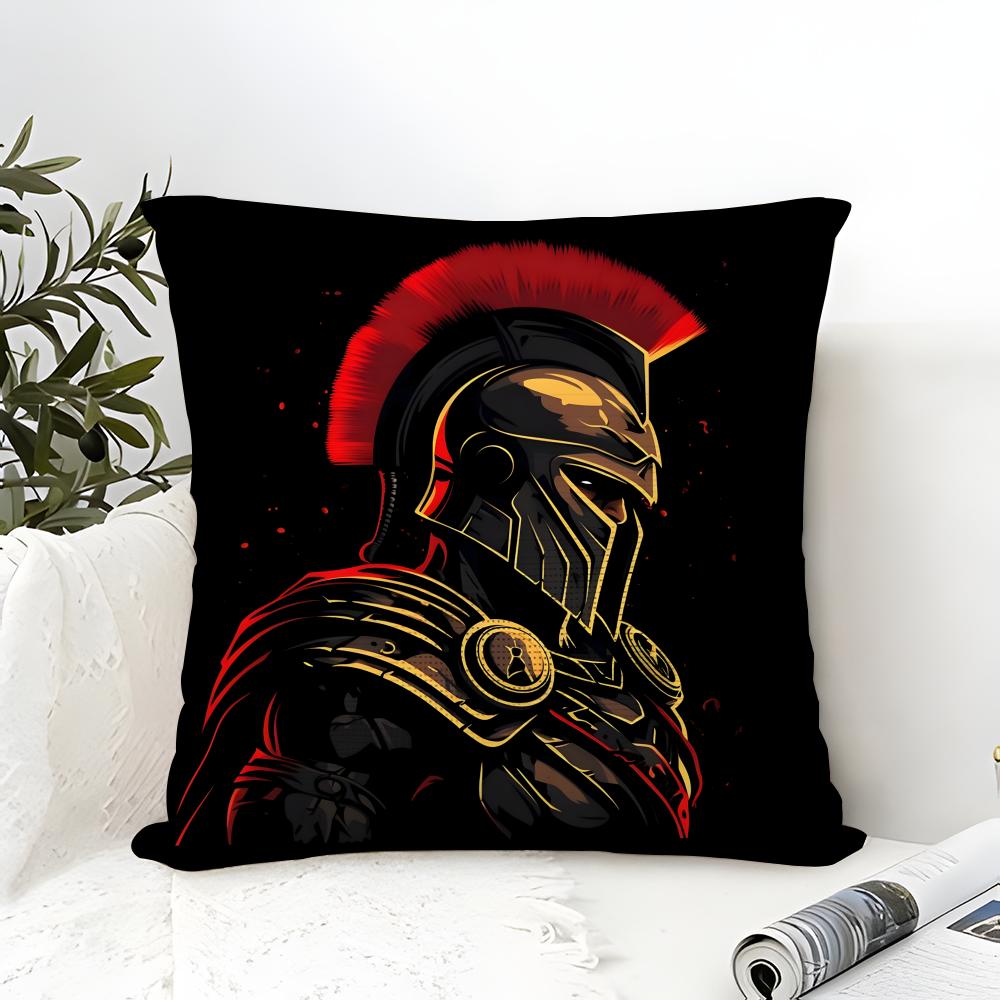 Cute Cartoon Warriors Brave Spartans 2 Pillow Case Linen Pillow Case Sofa Home Decor Cushion Cover Cushion Cove