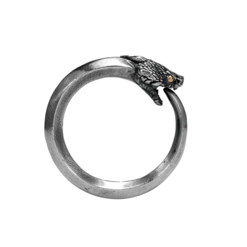 Adjustable Open Snake Ring In Antique Finish Retro Gothic Style Unisex Jewelry Punk Boho Fashion Adjustable Open Band