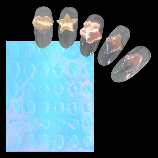 Holografisk Aurora Ice Cube negleklistremerke Glitrende isbit knust papir sommer cellofan negler dekorasjon wraps