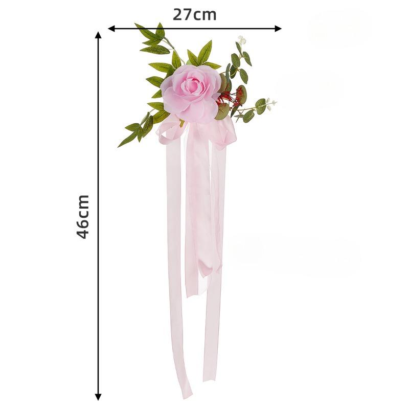 Artificial Rose Wedding Chair Back DecorationArtificial Flower Corridor Corridor Decoration Wedding Chair Back Flower