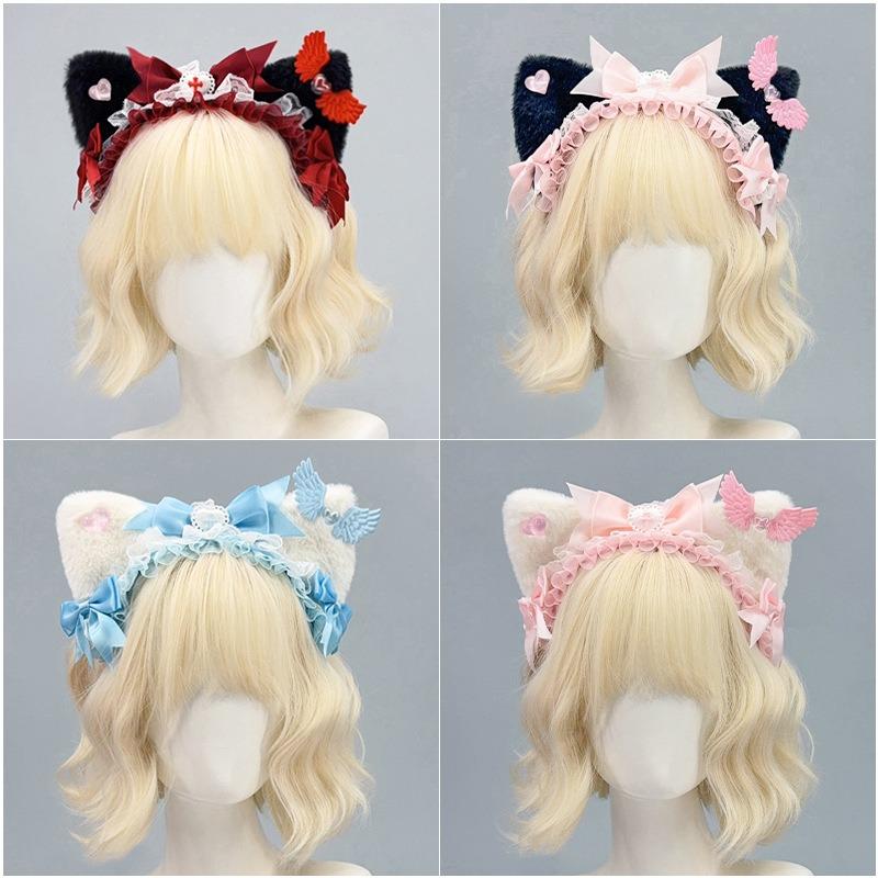Subculture Diablo Gothic KC headdress Lolita bow headband two-dimensional cat ear headband