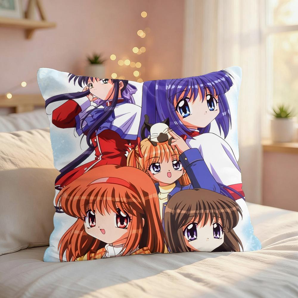 Kkanons Anime Cute Cushion Cover Silky Short Plush Invisible Zipper Dustproof Sofa Pillow Case For Home Decor